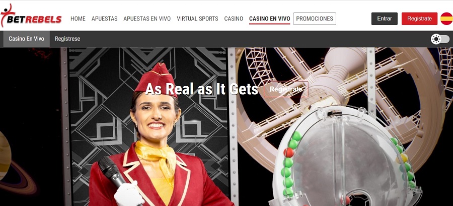 Apuestas de casino en vivo en Betrebels