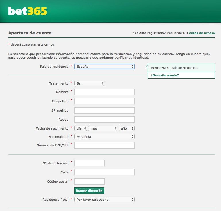 Pasos para registrarse en bet365
